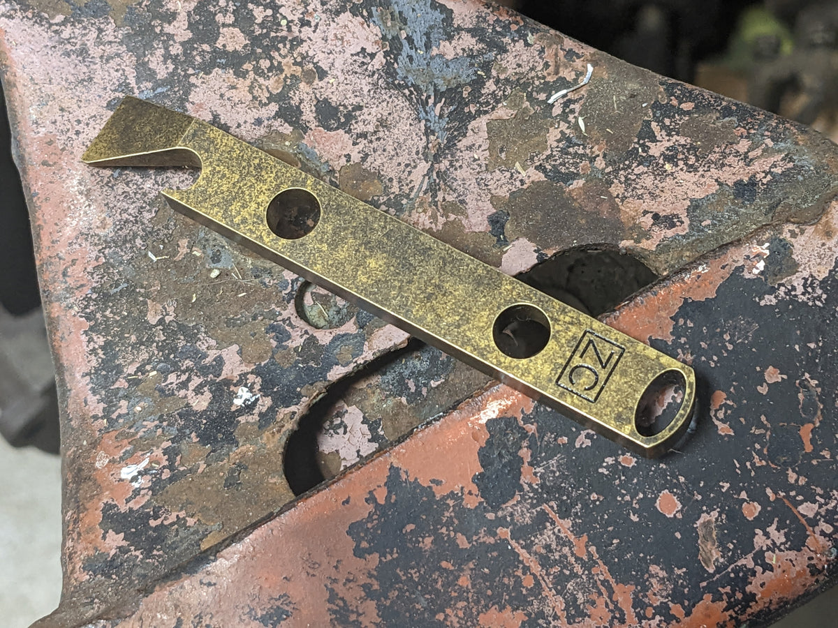 Brass Pry Bar with Patina Z and C Metalworks