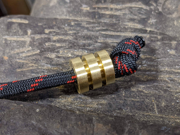 Large Brass Lanyard Bead With Two Grooves and a Free Paracord Lanyard
