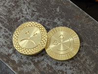 Brass Smiley Coin Stonewashed No Patina