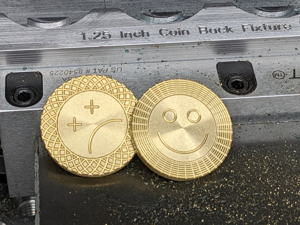 Brass Smiley Coin Stonewashed No Patina