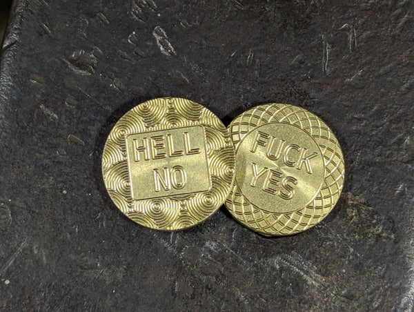 Brass Decision Coin Stonewashed No Patina