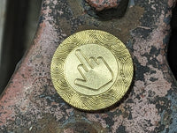Brass Thumbs Up Decision Coin Stonewashed No Patina