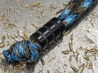Medium Black Micarta Lanyard Bead With Three Grooves and a Free Paracord Lanyard