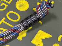 Medium Black Micarta Lanyard Bead With Three Grooves and a Free Paracord Lanyard