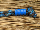 Medium Blue G10 Lanyard Bead With Three Grooves and a Free Paracord Lanyard