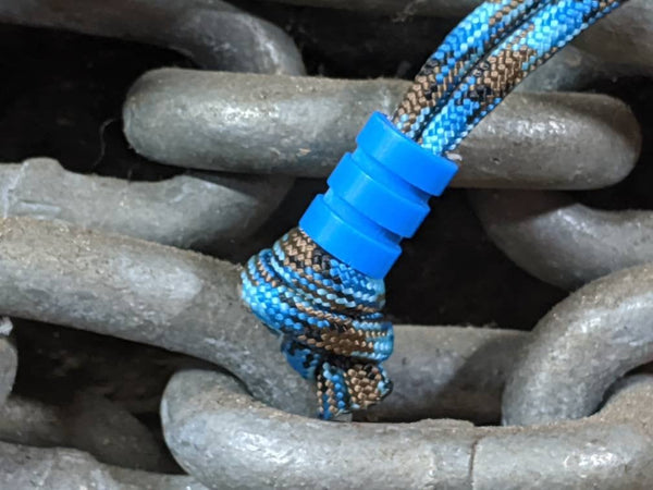 Medium Blue G10 Lanyard Bead With Two Grooves and a Free Paracord Lanyard