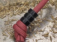 Medium Black Micarta Lanyard Bead With Two Grooves and a Free Paracord Lanyard