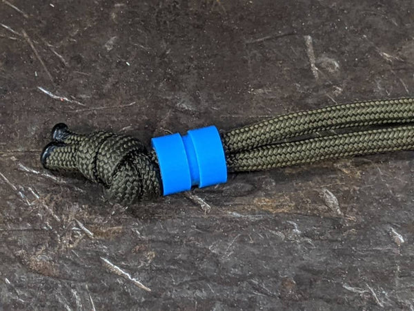 Medium Blue G10 Lanyard Bead With One Groove and a Free Paracord Lanyard
