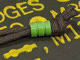 Medium Acid Green G10 Lanyard Bead With Two Grooves and a Free Paracord Lanyard