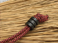 Large Black Micarta Lanyard Bead With Two Grooves and a Free Paracord Lanyard