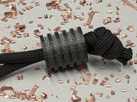 Large Black Micarta Lanyard Bead With 5 Grooves and a Free Paracord Lanyard