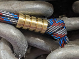 Medium Brass Lanyard Bead With Four Grooves and a Free Paracord Lanyard