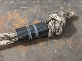 Wide Edge Medium Black Micarta Bead With 2 Grooves and a Free Paracord Lanyard