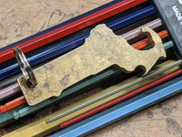 Brass State of Massachusetts key chain with Patina