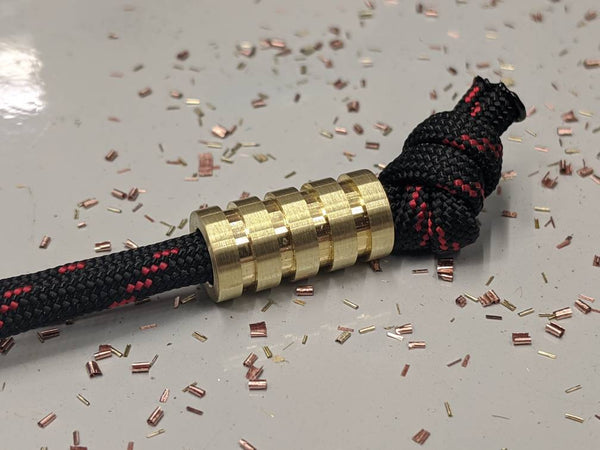 Medium Brass Lanyard Bead With Four Grooves and a Free Paracord Lanyard