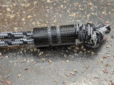 Wide Edge Medium Black Micarta Bead With 2 Grooves and a Free Paracord Lanyard