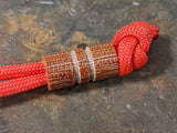 Wide Edge Medium Natural Micarta Bead With 2 Grooves and a Free Paracord Lanyard