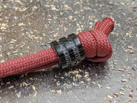 Small Black Micarta Lanyard Bead with 2 Grooves and a Free Paracord Lanyard