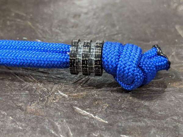 Small Black Micarta Lanyard Bead with 2 Grooves and a Free Paracord Lanyard