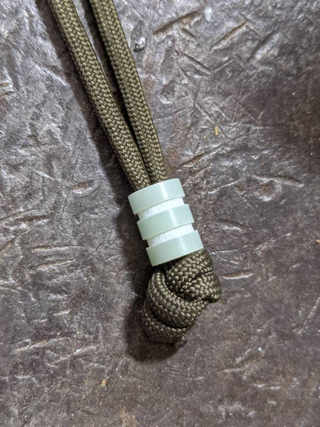 Medium Jade Green G10 Lanyard Bead With Two Grooves and a Free Paracord Lanyard