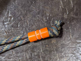 Wide Edge Medium Orange G10 Bead With 2 Grooves and a Free Paracord Lanyard