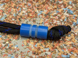 Wide Edge Medium Blue G10 Bead With 2 Grooves and a Free Paracord Lanyard