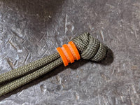 Small Orange G10 Lanyard Bead with 2 Grooves and a Free Paracord Lanyard