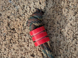 Large Red G10 Lanyard Bead With Two Grooves and a Free Paracord Lanyard