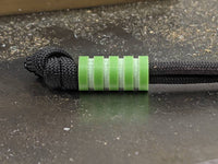 Medium Acid Green G10 Lanyard Bead With Four Grooves and a Free Paracord Lanyard