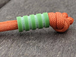 Medium Acid Green G10 Lanyard Bead With Four Grooves and a Free Paracord Lanyard