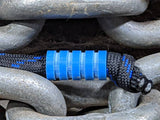 Medium Blue G10 Lanyard Bead With Four Grooves and a Free Paracord Lanyard