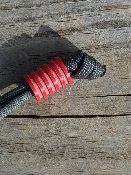 Large Red  G10 Lanyard Bead With 5 Grooves and a Free Paracord Lanyard