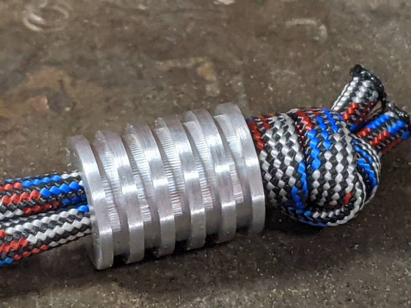 Large Aluminum Lanyard Bead With 5 Grooves and a Free Paracord Lanyard