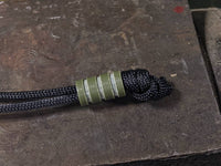 Medium OD Green G10 Lanyard Bead With Three Grooves and a Free Paracord Lanyard